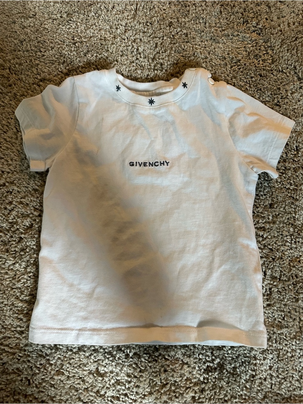 Givenchy Kids White Tee with Small Black Logo Stars